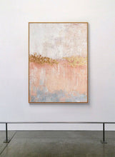 Load image into Gallery viewer, Pink White Gold Abstract Painting on Canvas Yellow Abstract Painting Cp015