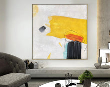 Load image into Gallery viewer, Yellow White Abstract Painting Minimalist Painting On Canvas Np088