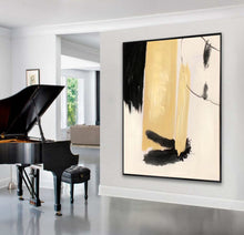 Load image into Gallery viewer, Black White Beige Modern Abstract Painting on Canvas Cp033