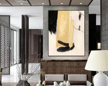 Load image into Gallery viewer, Black White Beige Modern Abstract Painting on Canvas Cp033