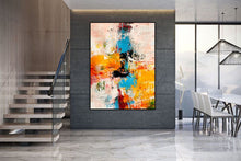 Load image into Gallery viewer, Oversized Canvas Paintings Yellow Pink Blue Abstract Painting Gp067