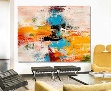 Load image into Gallery viewer, Oversized Canvas Paintings Yellow Pink Blue Abstract Painting Gp067