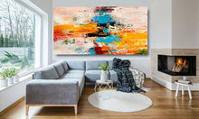 Load image into Gallery viewer, Oversized Canvas Paintings Yellow Pink Blue Abstract Painting Gp067