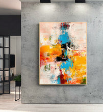 Load image into Gallery viewer, Oversized Canvas Paintings Yellow Pink Blue Abstract Painting Gp067