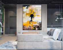 Load image into Gallery viewer, Huge Oversized Art Yellow White Abstract Paintings On Canvas Bp037