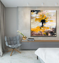 Load image into Gallery viewer, Huge Oversized Art Yellow White Abstract Paintings On Canvas Bp037
