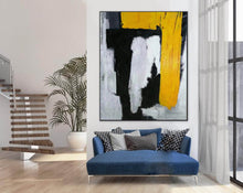 Load image into Gallery viewer, Black And White Abstract Paintings on Canvas Yellow Painting CP027