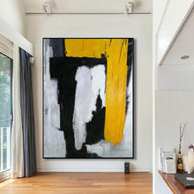 Load image into Gallery viewer, Black And White Abstract Paintings on Canvas Yellow Painting CP027