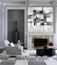 Load image into Gallery viewer, Black and White Wall Art Canvas Grey Abstract Painting cp033
