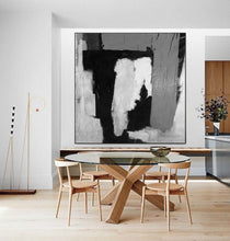 Load image into Gallery viewer, Black and White Modern Abstract Painting Grey Canvas Art Cp036