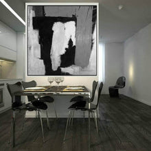 Load image into Gallery viewer, Black and White Modern Abstract Painting Grey Canvas Art Cp036