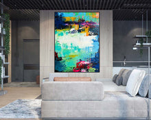 Load image into Gallery viewer, Very Large Canvas Wall Art Blue Green Abstract Painting On Canvas Bp034