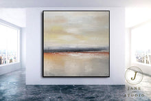 Load image into Gallery viewer, Large Original Sea Level Gold Oil Painting Sky Yellow Landscape Qp061