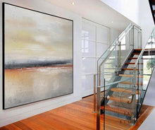 Load image into Gallery viewer, Large Original Sea Level Gold Oil Painting Sky Yellow Landscape Qp061