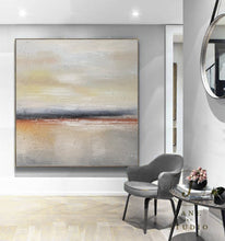 Load image into Gallery viewer, Large Original Sea Level Gold Oil Painting Sky Yellow Landscape Qp061