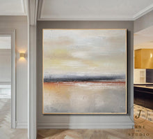 Load image into Gallery viewer, Large Original Sea Level Gold Oil Painting Sky Yellow Landscape Qp061