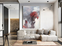 Load image into Gallery viewer, Red Grey Abstract Painting Cloud Wall Canvas Painting Handmade Artwork Dp110