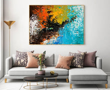 Load image into Gallery viewer, Large Oversized Canvas Wall Art Office Wall Art Blue Abstract Texture Art Bp021