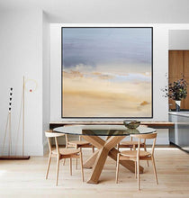 Load image into Gallery viewer, Beige Blue Abstract Art on Canvas Living Room Office Painting Yp053