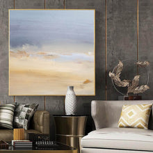 Load image into Gallery viewer, Beige Blue Abstract Art on Canvas Living Room Office Painting Yp053