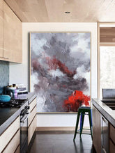 Load image into Gallery viewer, Red Grey Abstract Art Painting Large Wall Canvas Painting Living Room Art Dp109