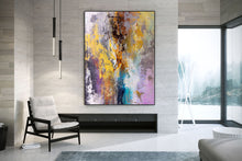 Load image into Gallery viewer, Purple Abstract Painting Palette Knife Artwork Brown Gold Painting Fp073