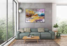 Load image into Gallery viewer, Purple Abstract Painting Palette Knife Artwork Brown Gold Painting Fp073