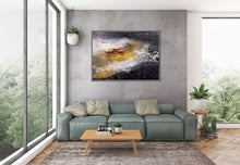 Load image into Gallery viewer, Black And White Palette Knife Painting Yellow Modern Wall Decor Fp070