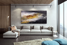 Load image into Gallery viewer, Black And White Palette Knife Painting Yellow Modern Wall Decor Fp070