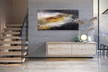 Load image into Gallery viewer, Black And White Palette Knife Painting Yellow Modern Wall Decor Fp070