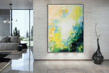 Load image into Gallery viewer, Green Yellow White Abstract Wall Art Bright Painting Art Qp018