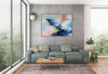 Load image into Gallery viewer, Blue Pink And White Abstract Painting Huge Art Qp020