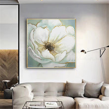 Load image into Gallery viewer, Abstract White Flower Painting Gold Leaf Canvas Art for Living Room Gp054