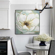 Load image into Gallery viewer, Abstract White Flower Painting Gold Leaf Canvas Art for Living Room Gp054