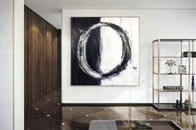 Load image into Gallery viewer, Circle Black White Abstract Artworks on Canvas Living Room Decor Kp044