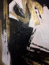 Load image into Gallery viewer, Gold and Black Abstract Painting Gold Leaf Canvas Painting Kp032