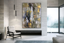 Load image into Gallery viewer, Gold White Brown Abstract Painting Large Office Art Fp064