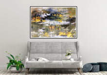 Load image into Gallery viewer, Gold White Brown Abstract Painting Large Office Art Fp064
