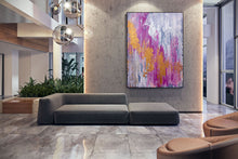 Load image into Gallery viewer, Pink Gold White Abstract Painting Original Large Interior Decor Qp014