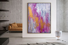 Load image into Gallery viewer, Pink Gold White Abstract Painting Original Large Interior Decor Qp014
