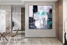 Load image into Gallery viewer, Black And White Green Modern Wall Art Unique Abstract Painting Qp015