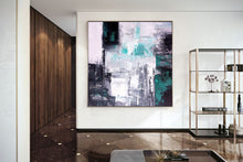 Load image into Gallery viewer, Black And White Green Modern Wall Art Unique Abstract Painting Qp015