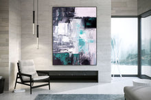 Load image into Gallery viewer, Black And White Green Modern Wall Art Unique Abstract Painting Qp015
