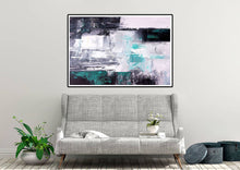Load image into Gallery viewer, Black And White Green Modern Wall Art Unique Abstract Painting Qp015