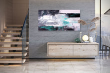 Load image into Gallery viewer, Black And White Green Modern Wall Art Unique Abstract Painting Qp015
