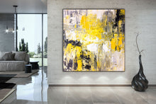 Load image into Gallery viewer, Yellow Abstract Painting on Canvas Big Painting for Living Room Qp029