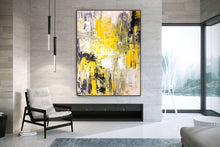 Load image into Gallery viewer, Yellow Abstract Painting on Canvas Big Painting for Living Room Qp029