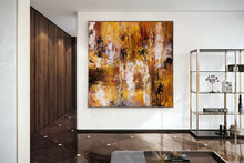 Load image into Gallery viewer, Brown Yellow Bright Abstract Original Painting On Canvas Qp022