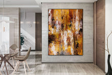 Load image into Gallery viewer, Brown Yellow Bright Abstract Original Painting On Canvas Qp022
