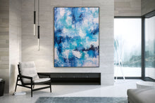 Load image into Gallery viewer, Blue And White Palette Knife Artwork Original Abstract Painting Fp027